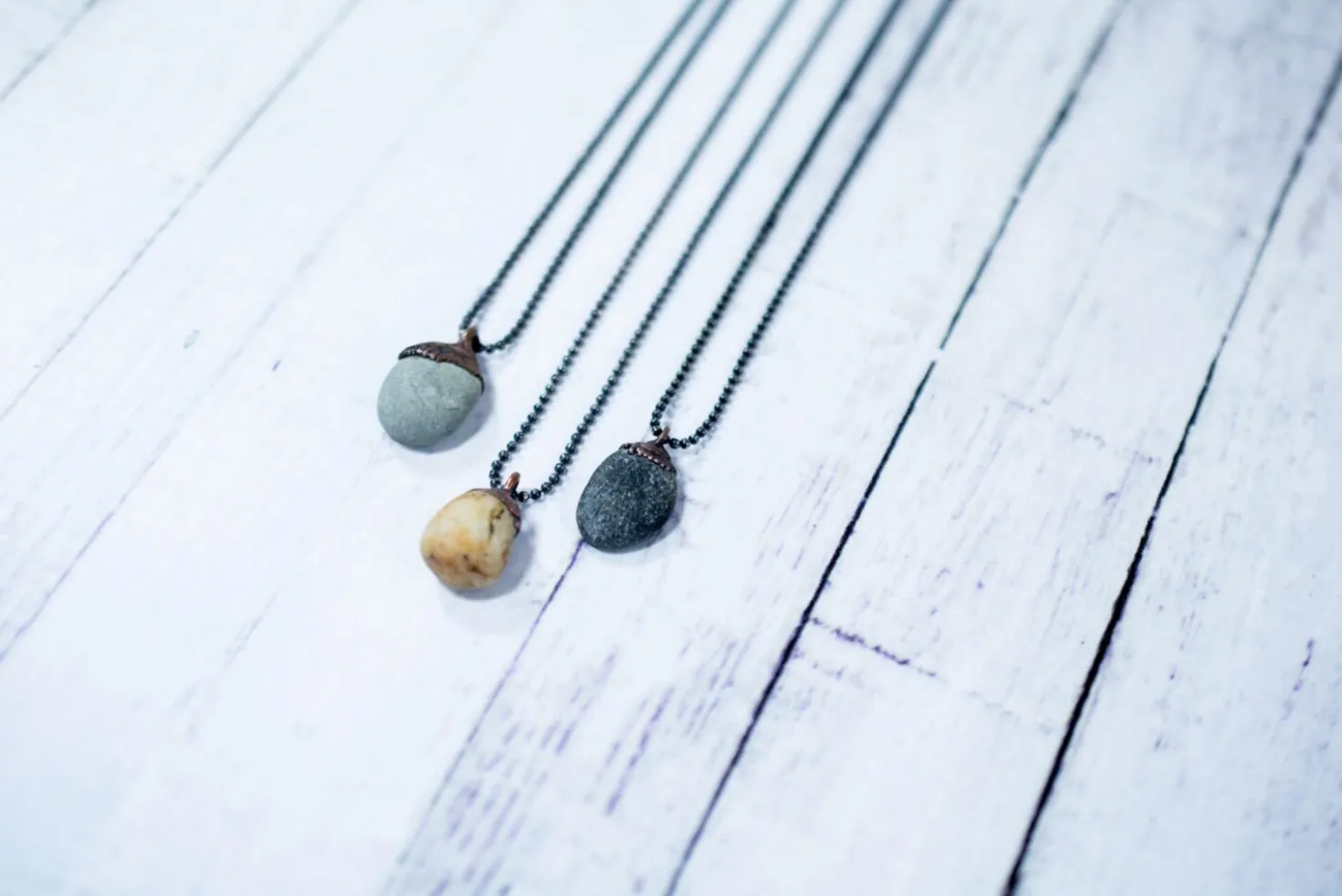 Beach pebble necklace | Stone necklace