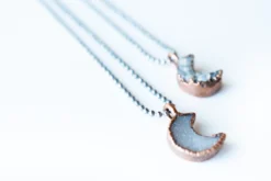 Druzy crystal moon necklace | Electroformed druzy necklace