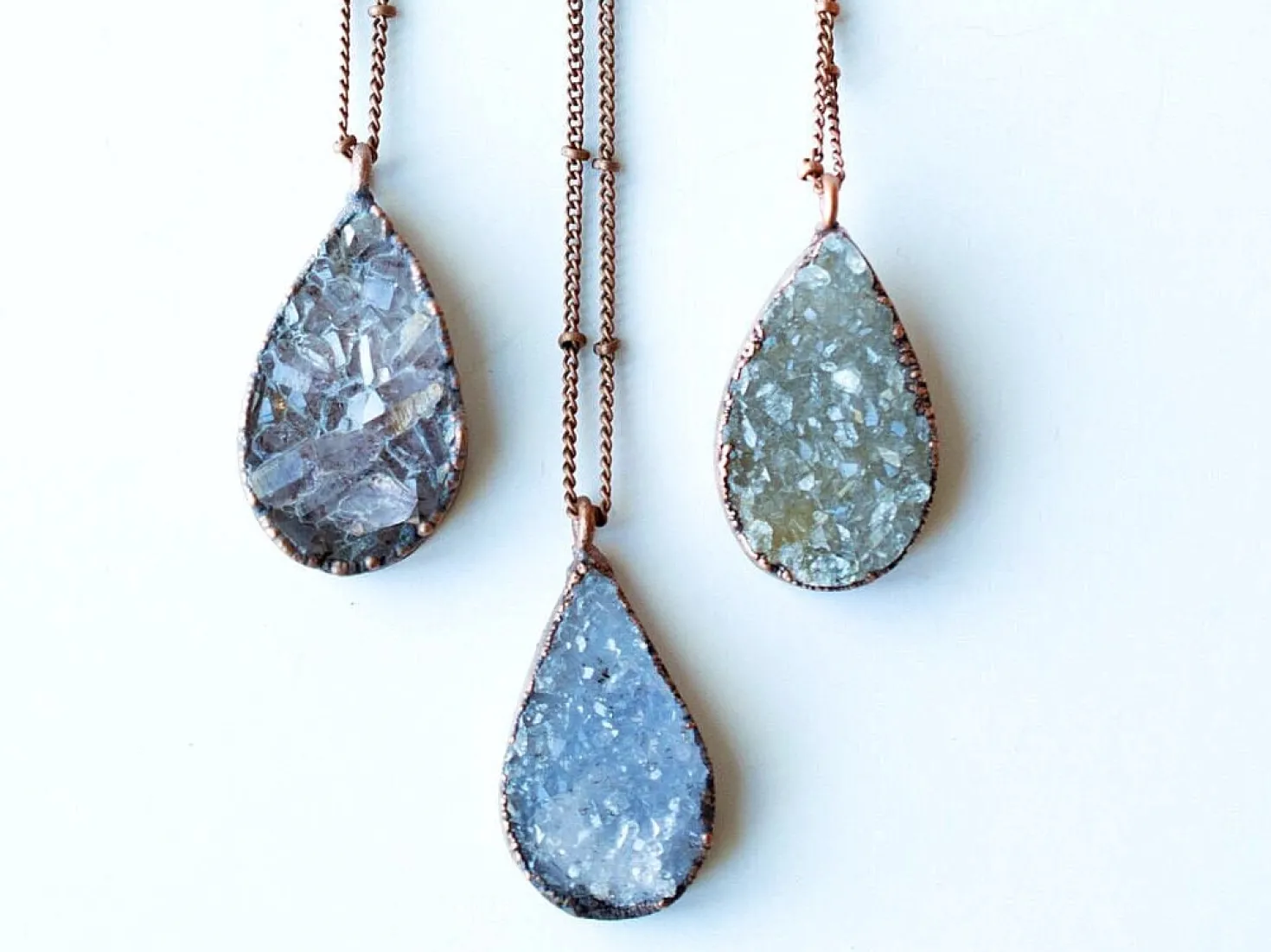 Druzy droplet necklace | Druzy crystal necklace