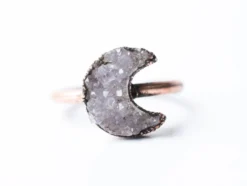 Druzy Moon Ring | Crystal Moon Ring