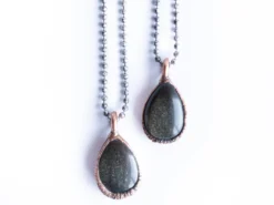 Gold sheen obsidian necklace | Raw obsidian jewelry