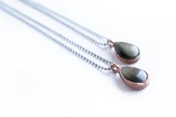 Gold sheen obsidian necklace | Raw obsidian jewelry