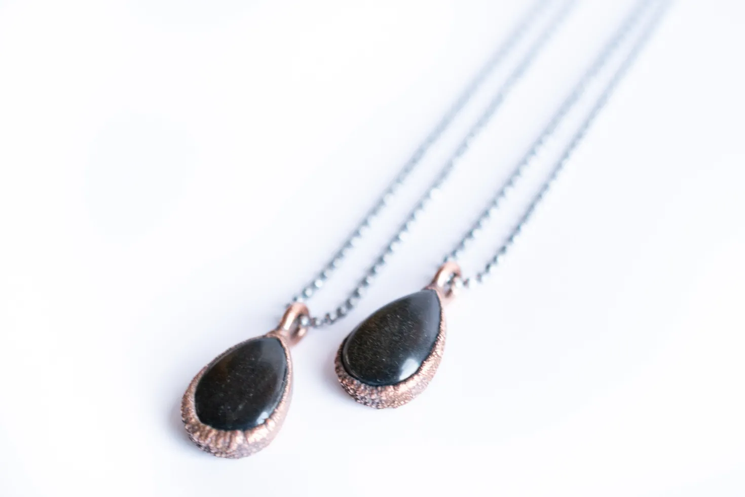 Gold sheen obsidian necklace | Raw obsidian jewelry