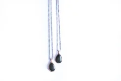 Gold sheen obsidian necklace | Raw obsidian jewelry