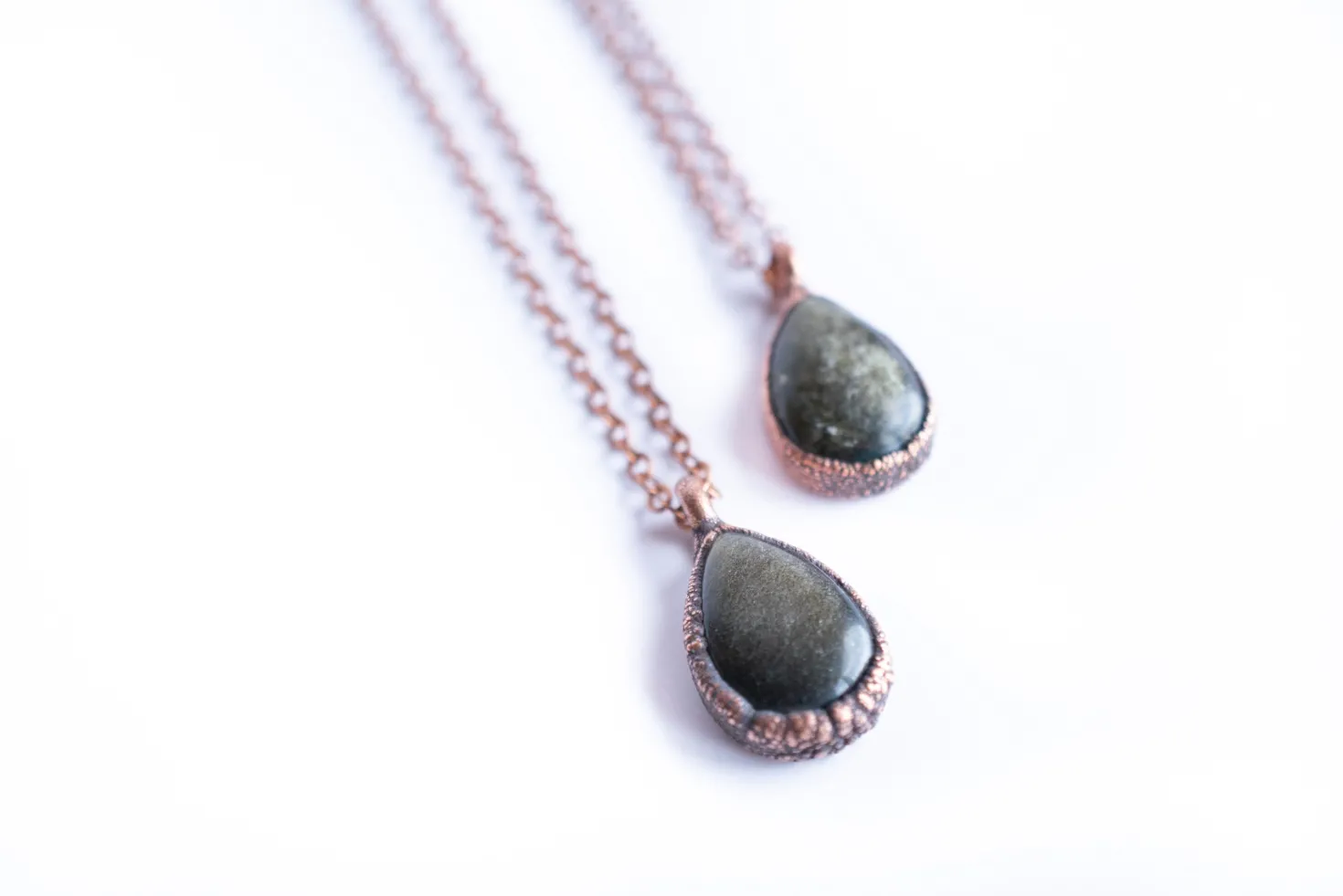 Gold sheen obsidian necklace | Raw obsidian jewelry