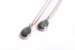 Gold sheen obsidian necklace | Raw obsidian jewelry