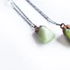 Green Peridot necklace | Raw peridot necklace