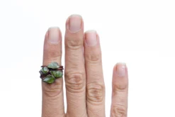 Green Peridot ring | Raw peridot ring