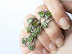 Green Peridot ring | Raw peridot ring