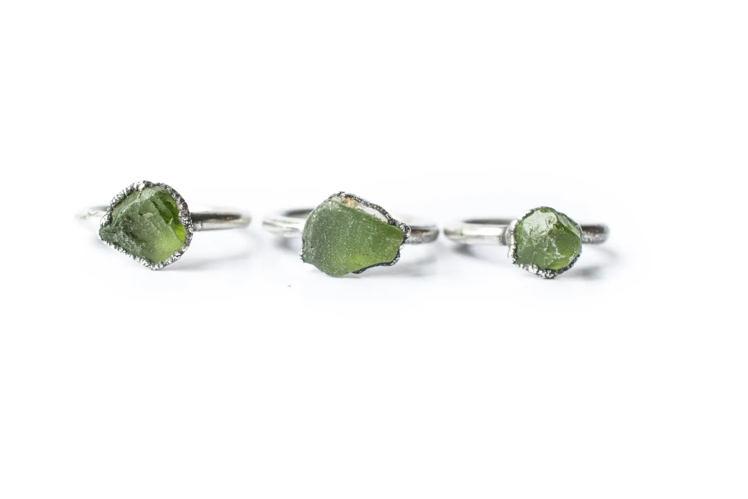 Green Peridot ring | Raw peridot ring