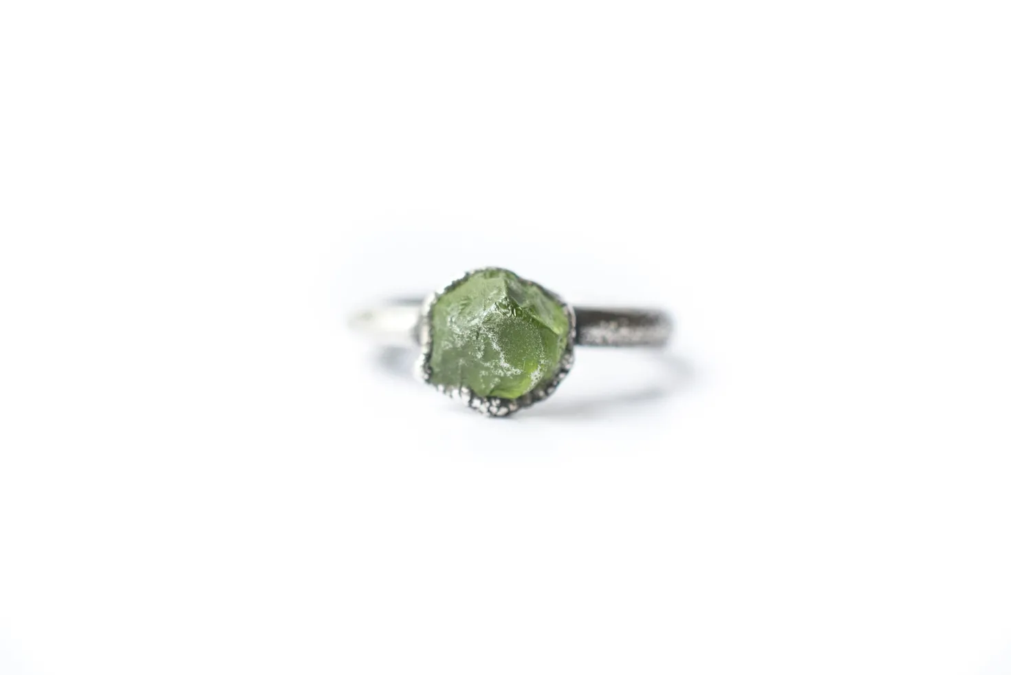 Green Peridot ring | Raw peridot ring