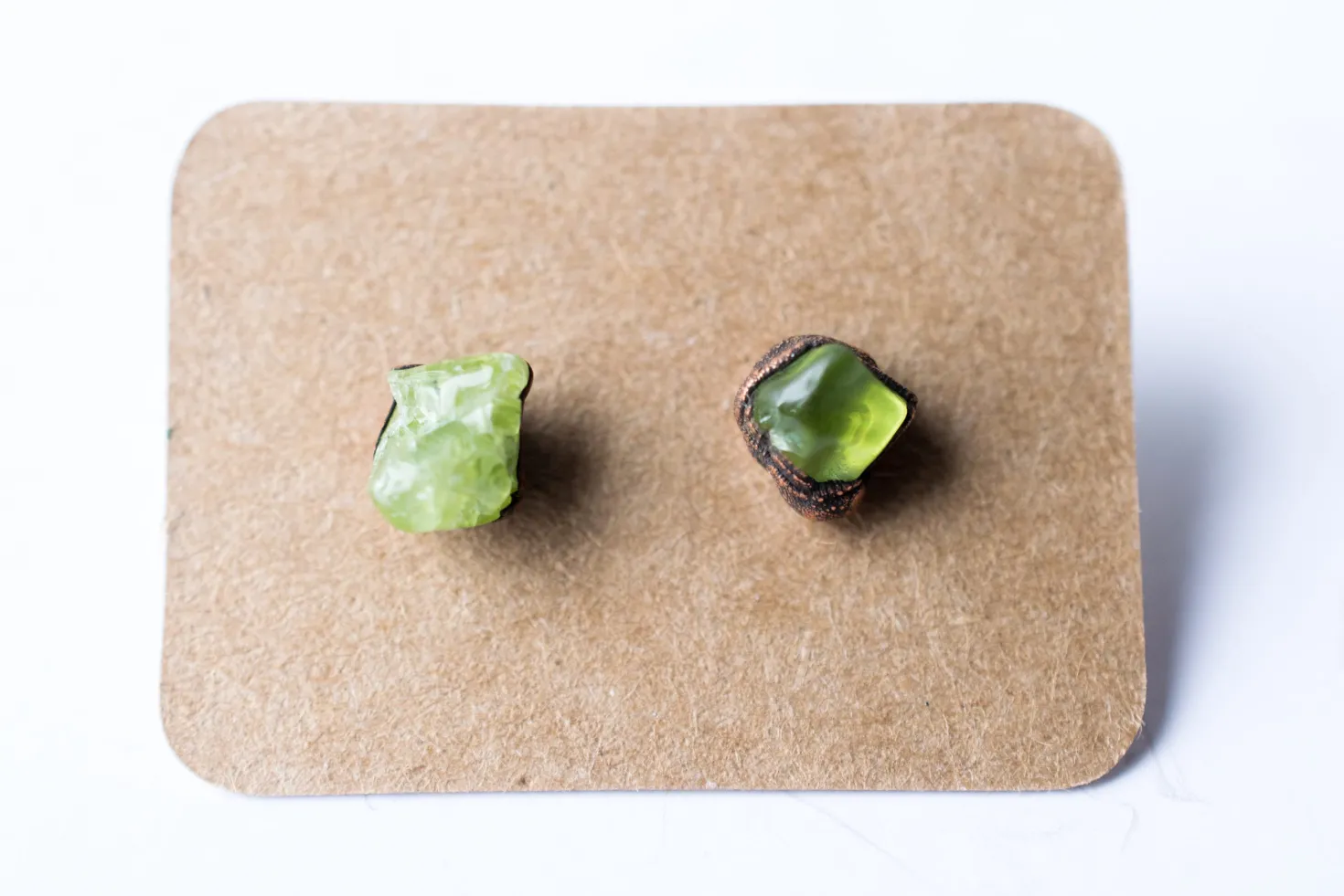 Green Peridot studs | Raw peridot earrings