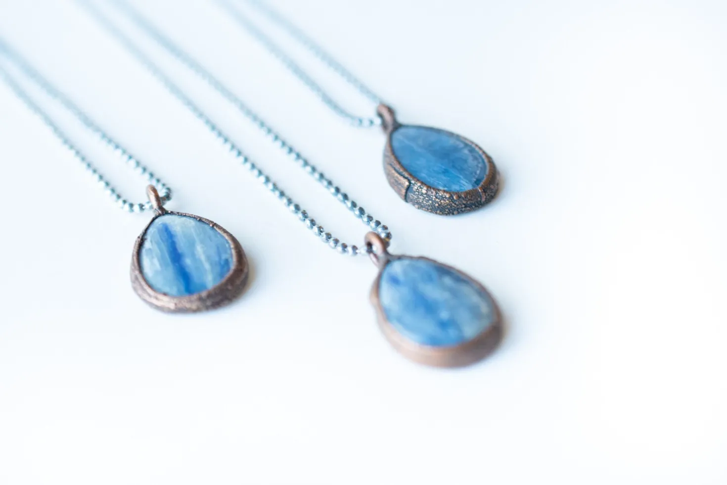 Kyanite teardrop necklace | Raw kyanite jewelry