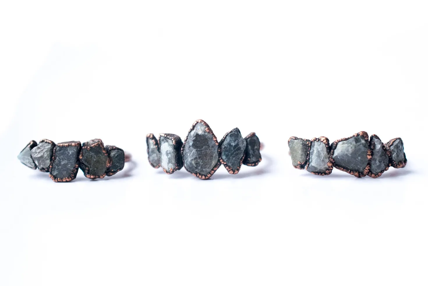 Multi Stone Ring | Raw Labradorite ring