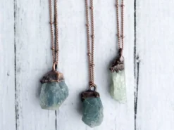 Natural gemstone necklace | Untreated aquamarine jewelry