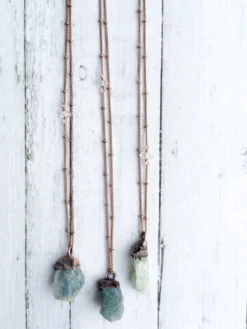 Natural gemstone necklace | Untreated aquamarine jewelry