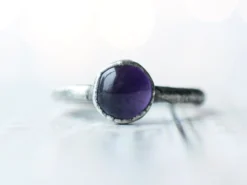 Oxidized Silver Amethyst statement ring | Amethyst orb ring
