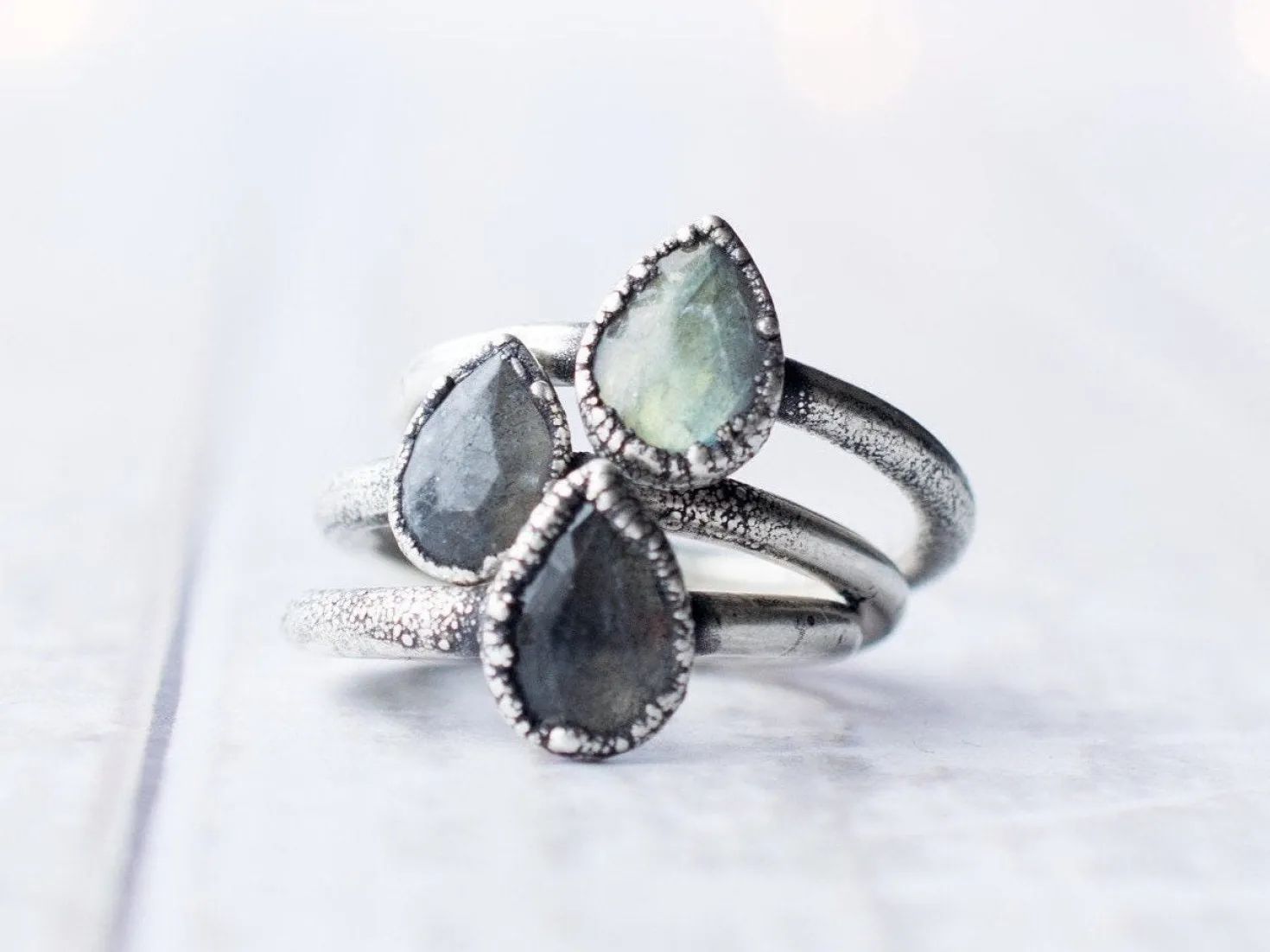 Oxidized Silver Labradorite Ring | Labradorite feldspar ring