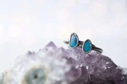 Oxidized Silver Opal Ring | Fiery opal ring