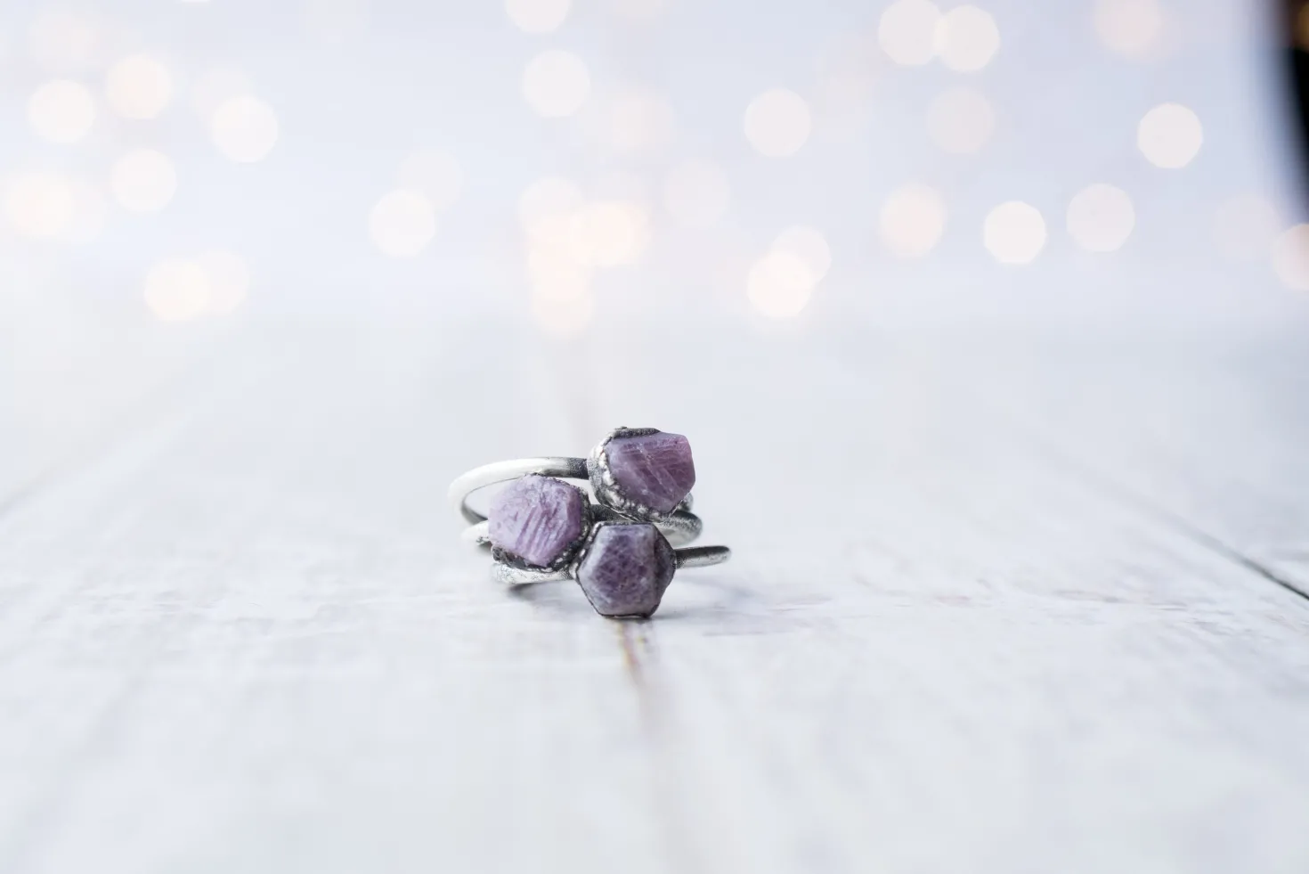Oxidized Silver Ruby ring | Red ruby crystal ring