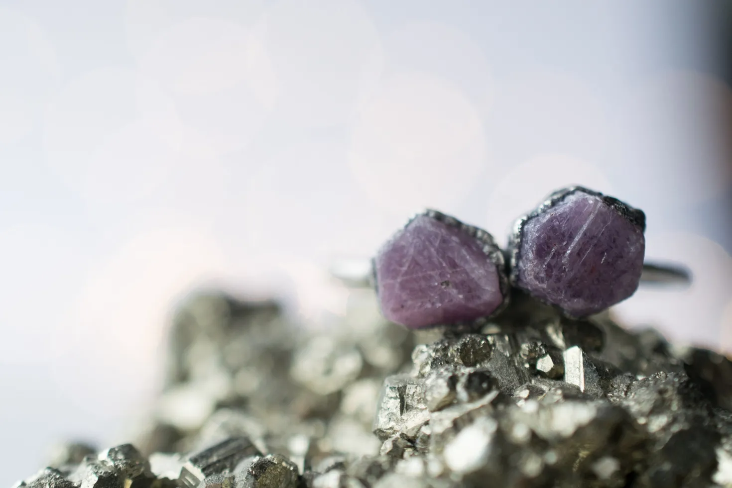 Oxidized Silver Ruby ring | Red ruby crystal ring
