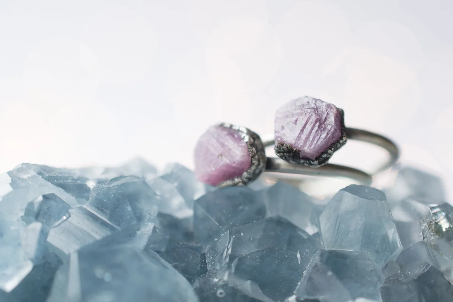Oxidized Silver Ruby ring | Red ruby crystal ring