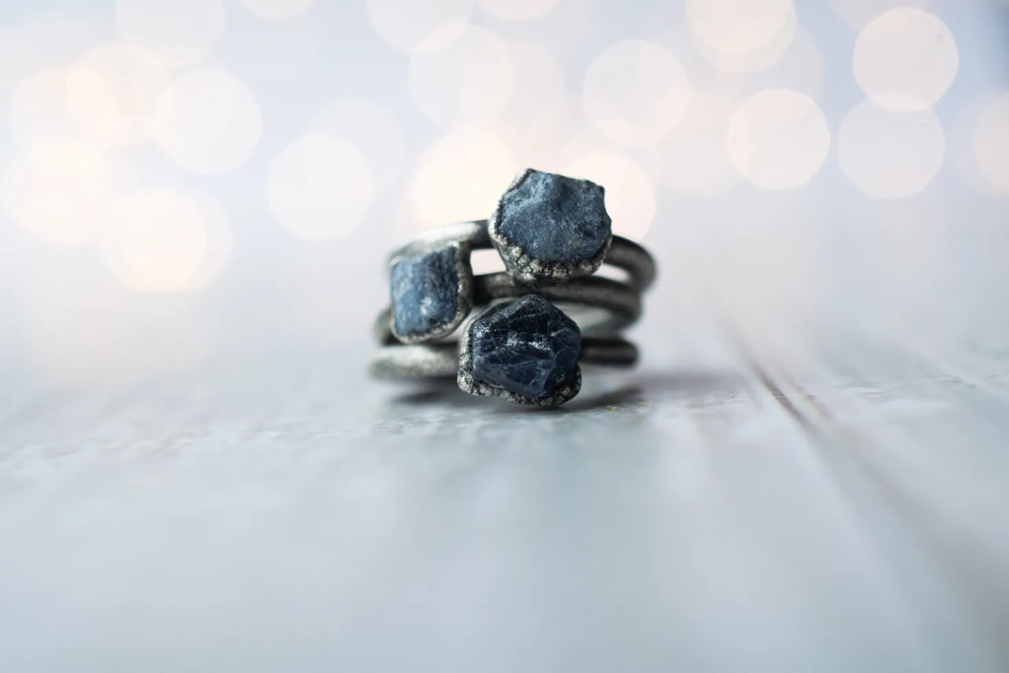 Oxidized Silver Sapphire ring | Blue sapphire ring