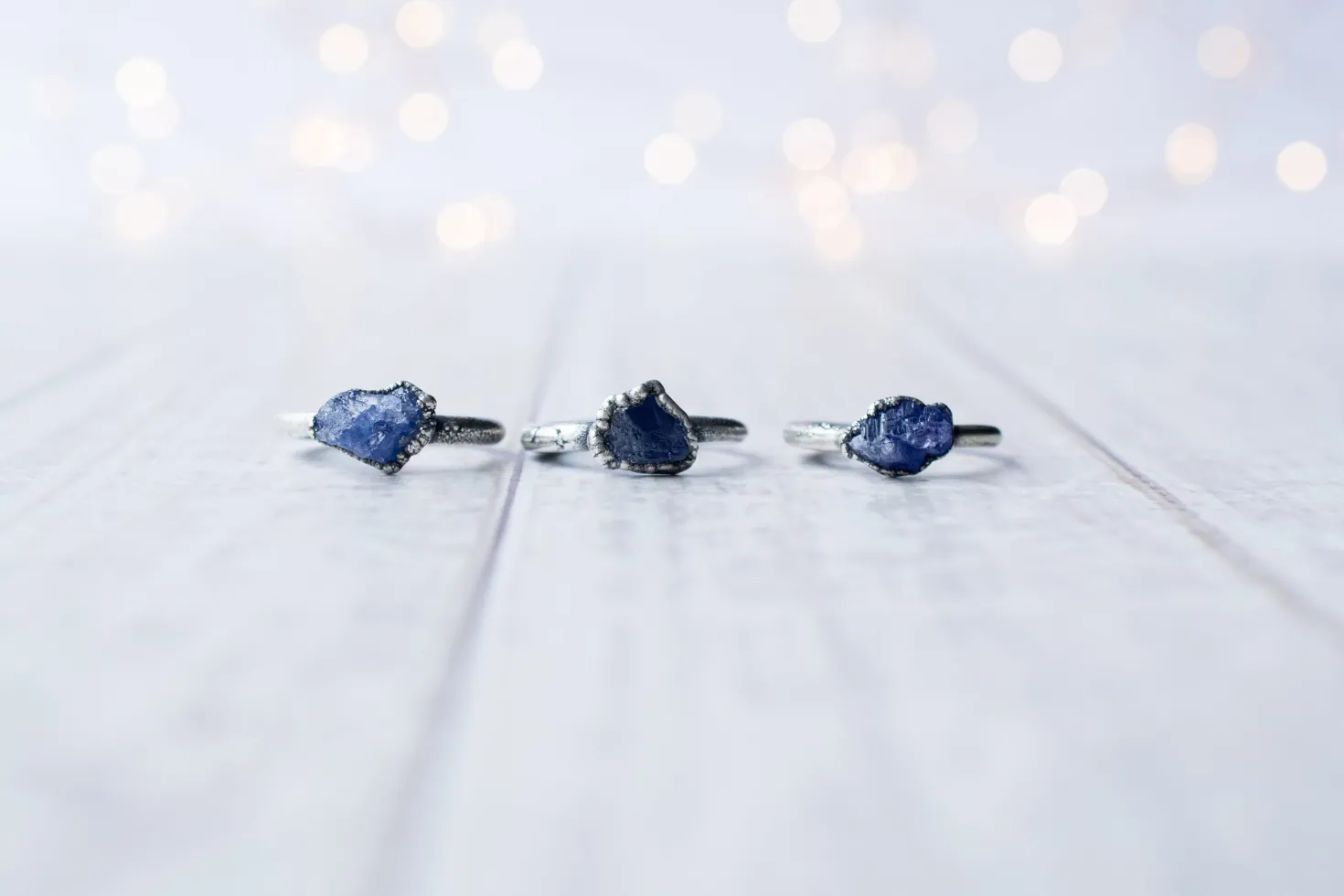 Oxidized Silver Tanzanite ring | Stone stacking ring