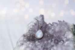 Rainbow moonstone necklace | Teardrop Moonstone Pendant