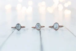 Rainbow moonstone ring | Simple stone stacking ring