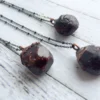 Raw garnet necklace | Raw garnet pendant on oxidized sterling silver chain