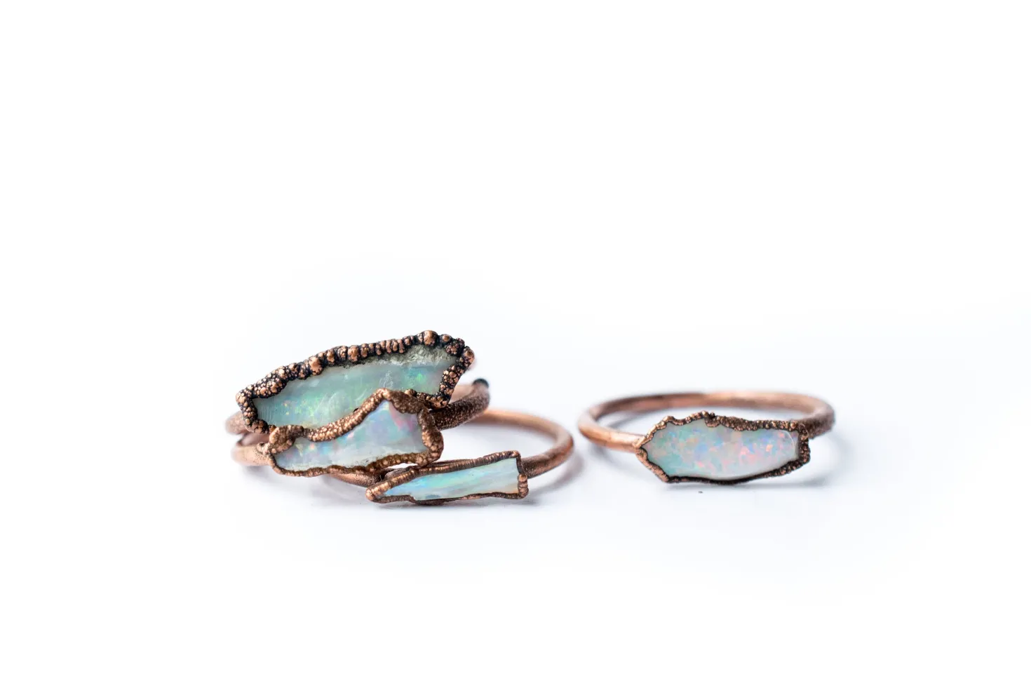 Raw opal bar ring | Rough opal ring