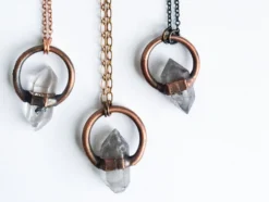 Raw quartz crystal necklace | Electroformed crystal necklace