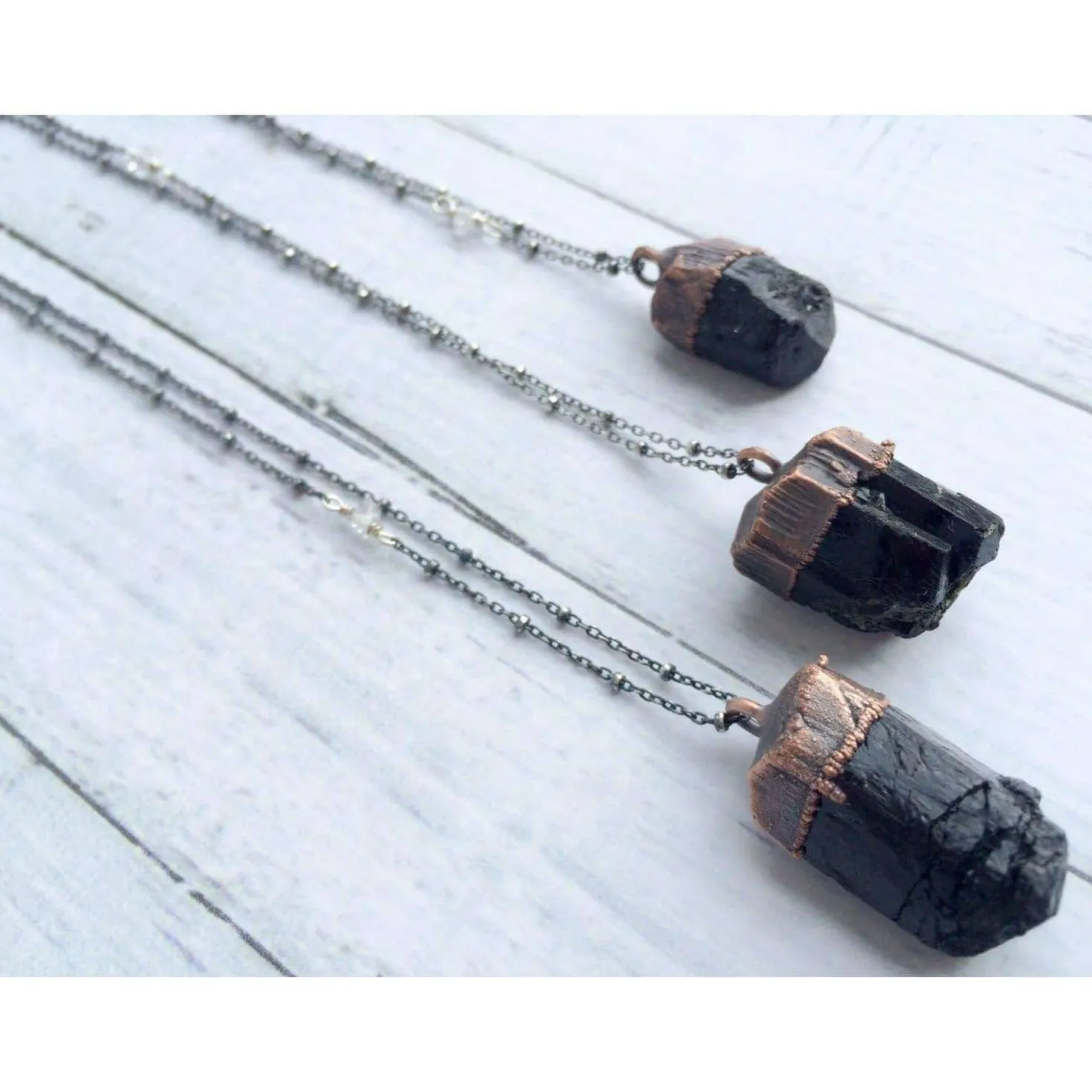 Raw tourmaline necklace | Black tourmaline crystal necklace