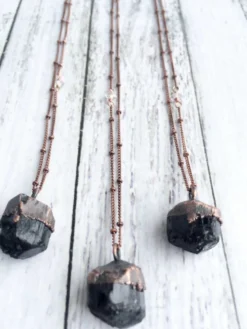 Raw tourmaline necklace | Black tourmaline crystal necklace