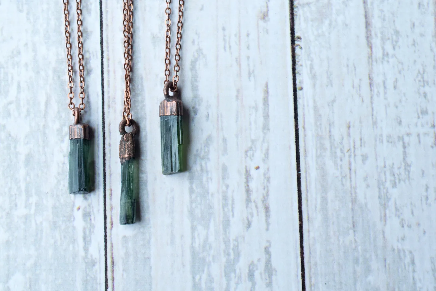 Raw tourmaline necklace | Green tourmaline crystal necklace