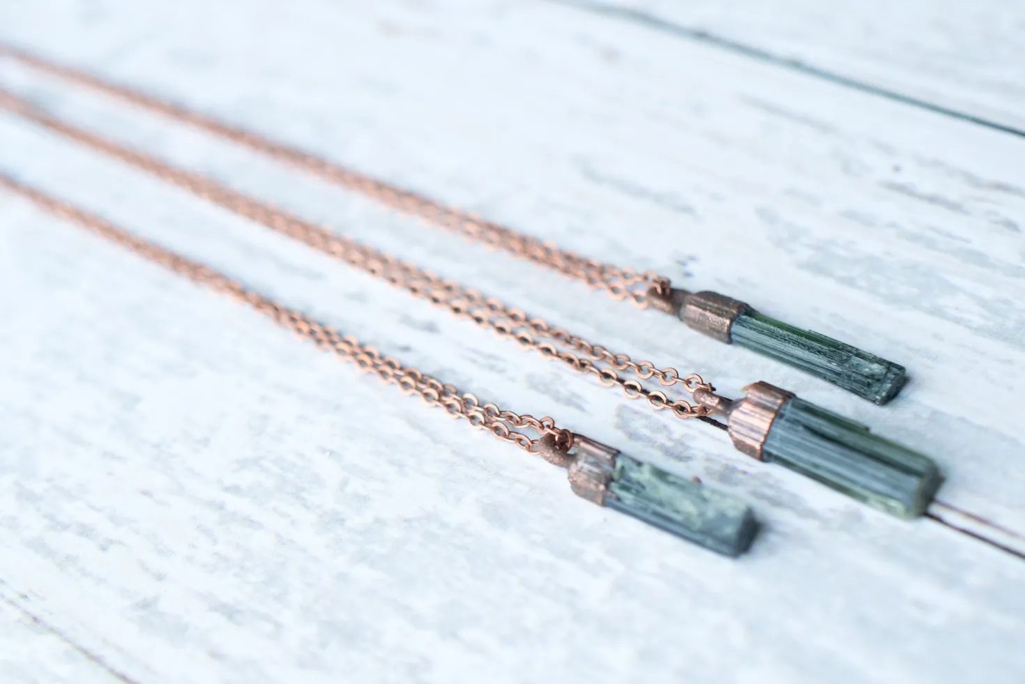 Raw tourmaline necklace | Green tourmaline crystal necklace