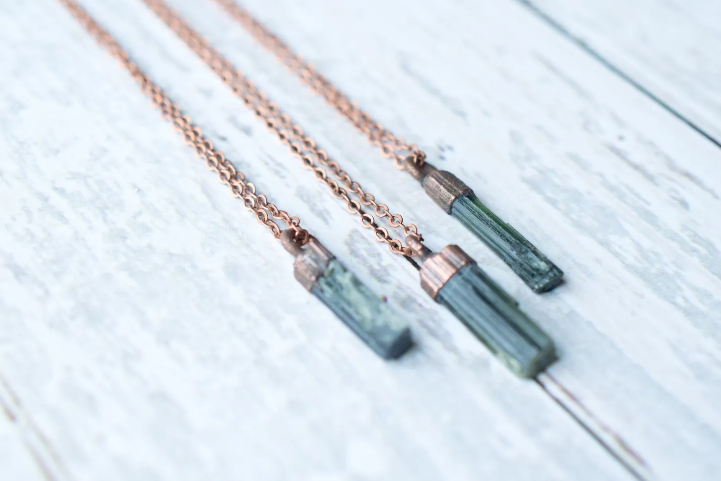 Raw tourmaline necklace | Green tourmaline crystal necklace