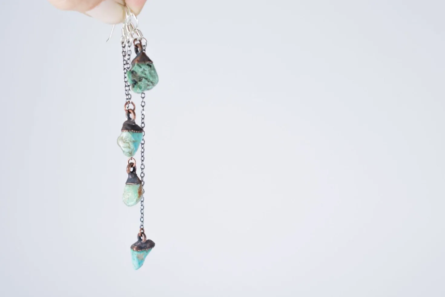 Raw turquoise earrings | Turquoise crystal earrings