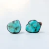 Raw turquoise stud earrings | Turquoise nugget sterling silver post earring