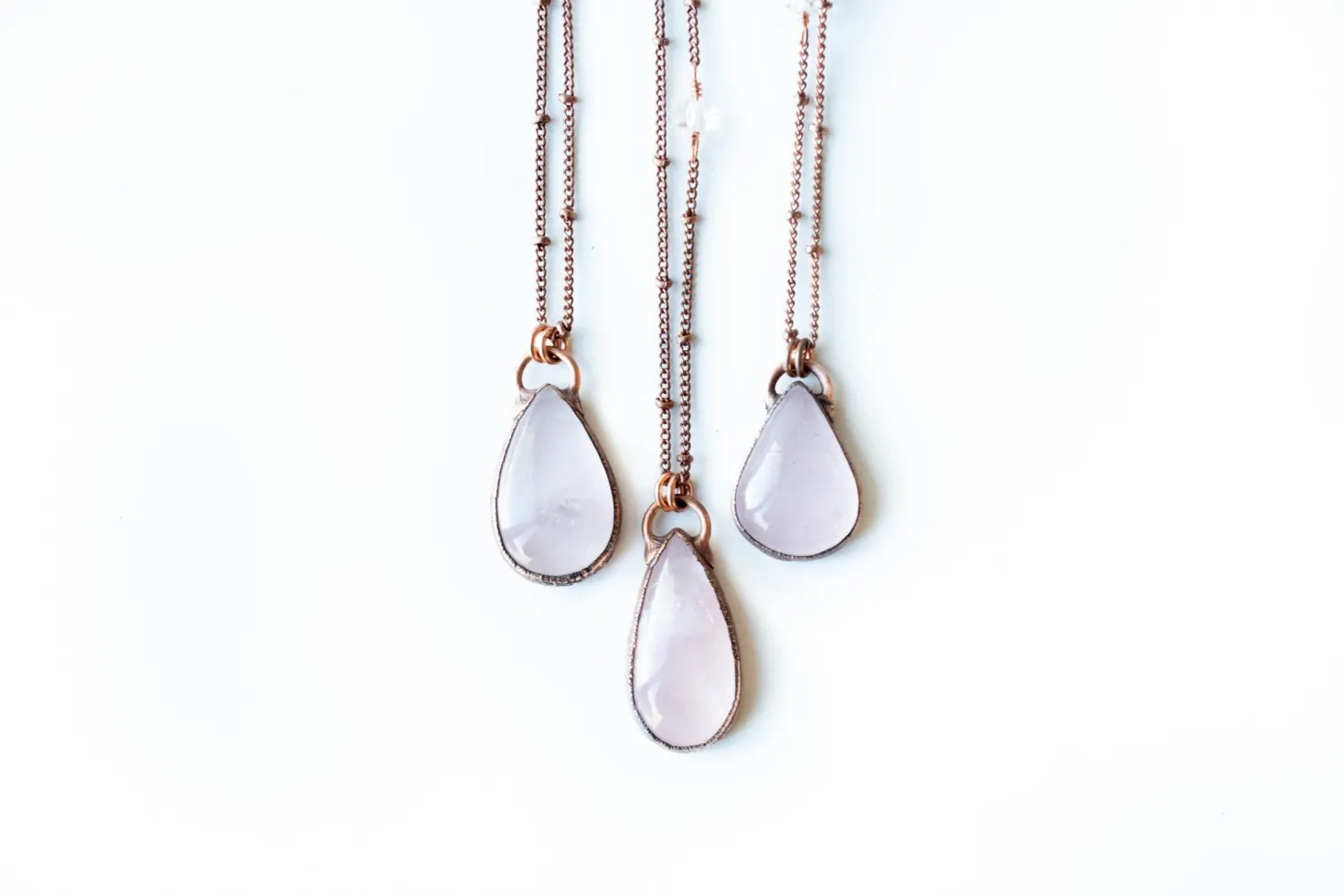 Rose Quartz Necklace | Raw crystal necklace