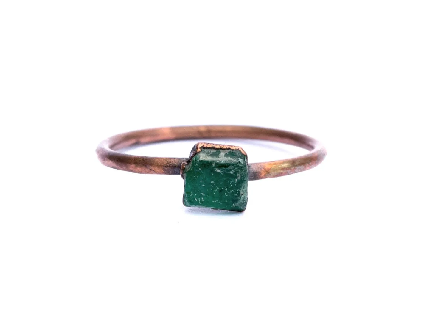 Rough emerald ring | Raw Emerald birthstone ring