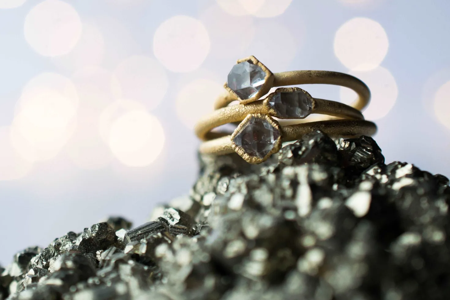 SALE Gold Crystal Ring | Herkimer diamond ring