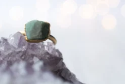 SALE Gold Emerald ring | Rough emerald ring