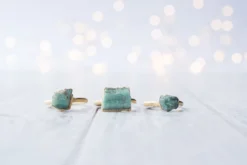 SALE Gold Emerald ring | Rough emerald ring