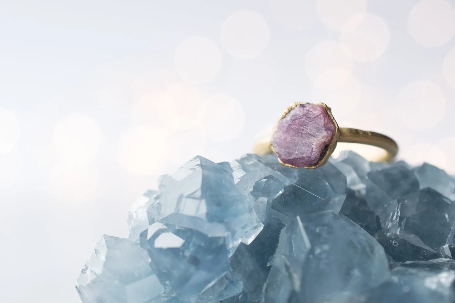 SALE Gold Ruby ring | Red ruby crystal ring