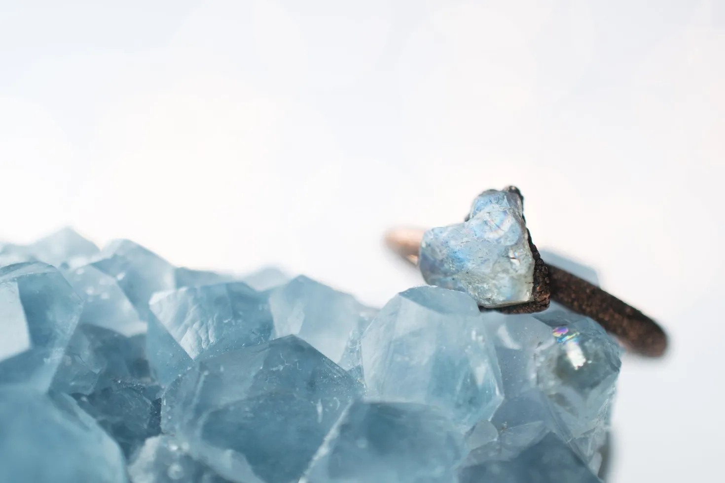 SALE Raw Labradorite ring | Gemstone stacking ring