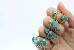 SALE Rough emerald ring | Raw Emerald birthstone ring