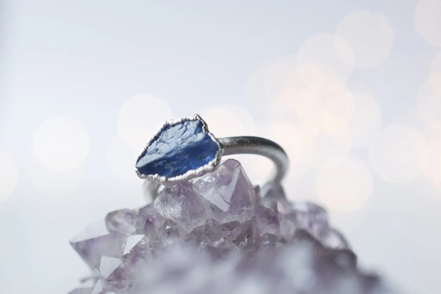 SALE Silver Tanzanite ring | Stone stacking ring