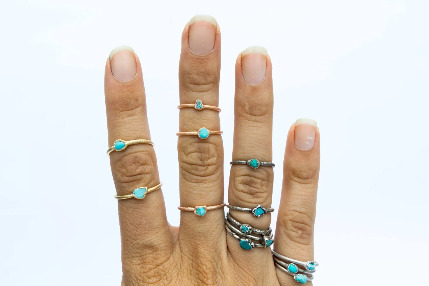 SALE Tiny Turquoise nugget ring | Raw turquoise stacking ring